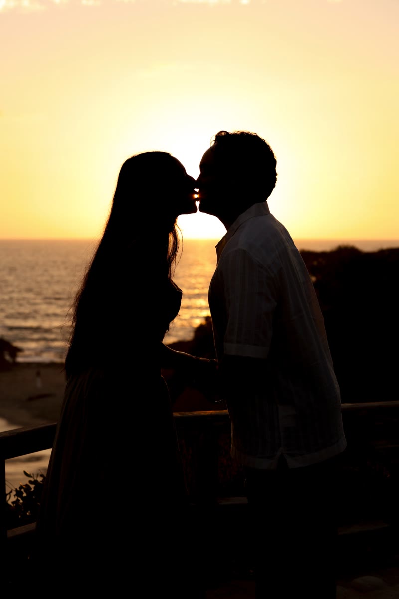 A kiss silhouetted against the sunset